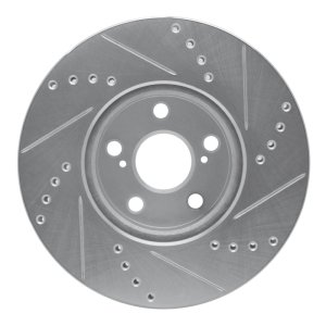 Pontiac Vibe Brake Rotor (1) - Front Left - R1 Concepts - Drilled & Slotted - Silver - `08-`19